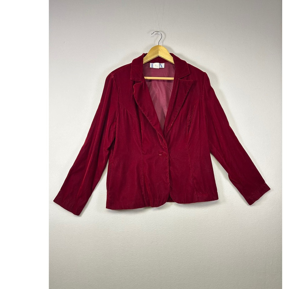 Vintage Regency BFA Classics Velvet Blazer Women 12 Red‎ Single Button USA Made